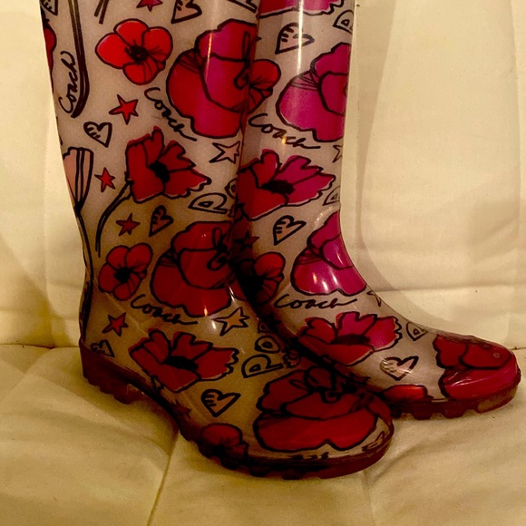 Coach “Poppy” rain boots. Sz 7 - Picture 1 of 4